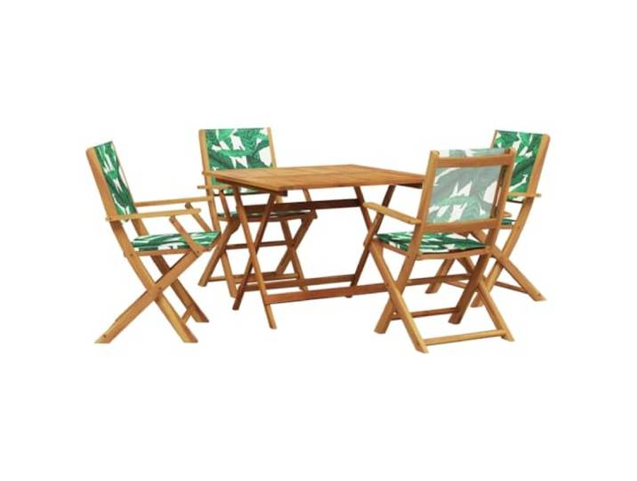 PUGYNBK Garten-Esszimmer-Set, 5-teilig, Akazienholz, faltbar Flache Armlehne, 110 kg pro Sitz, ideal für Terrasse und Terrasse, einfache Lagerung