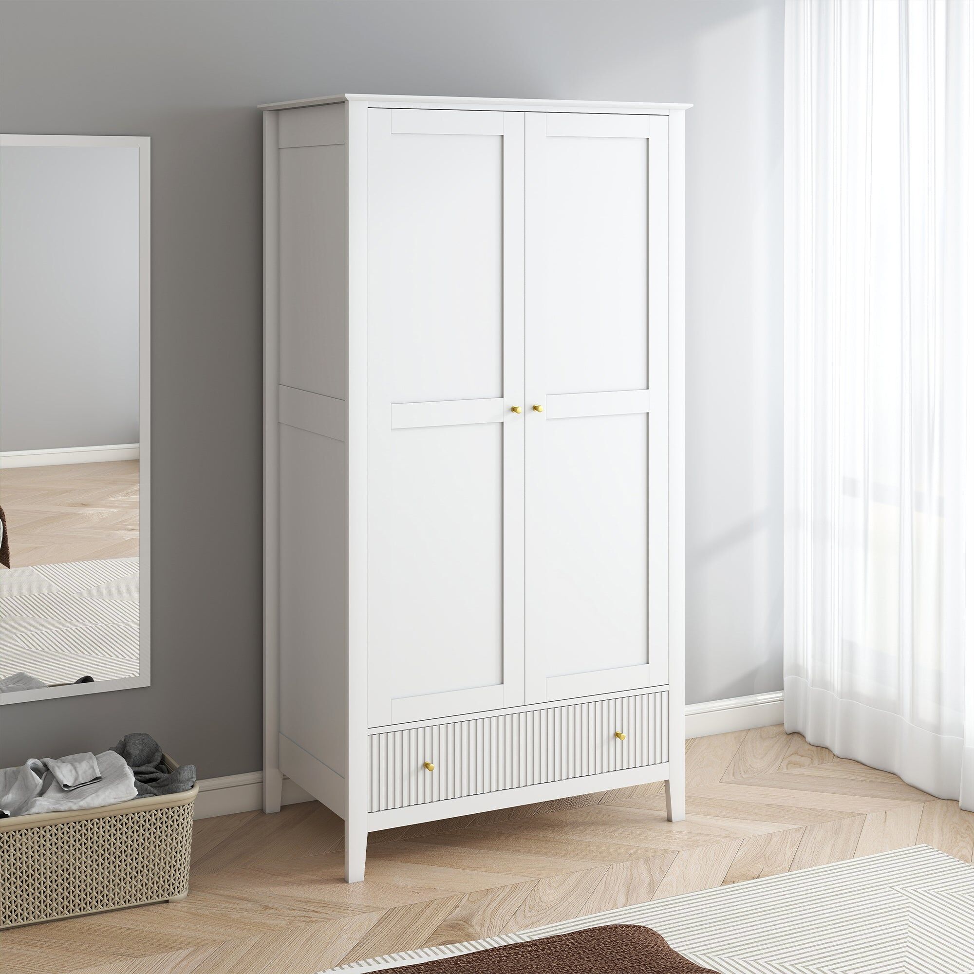 Double Wardrobe, Dressing Table, Stool & Pair of 3 Drawer Bedside Tables - Hales White Range Material: Furniture/Furniture Ranges/Hales Range/Hales White Range