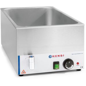Hendi Bain-Marie KitchenLine 238912, 1200 Watt, mit Ablaufhahn, Edelstahl, 1/1 GN, Tiefe 150 mm