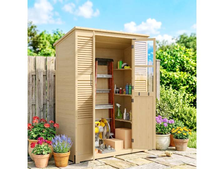 Outsunny Abri Jardin Walk-in avec Plancher et 4 Fenêtres