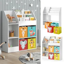 Vicco Kinderregal Bücherregal Wandregal Luigi Weiß 100x114 cm modern Faltbox Kinderzimmer Regal Spielzeugregal Dekoregal Standregal Aufbewahrungsregal Würfelregal Ablage Fach freistehend