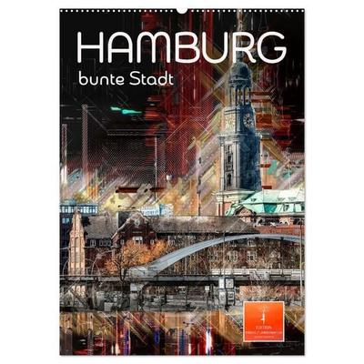 Hamburg bunte Stadt (Wandkalender 2027 DIN A2 hoch), CALVENDO Monatskalender
