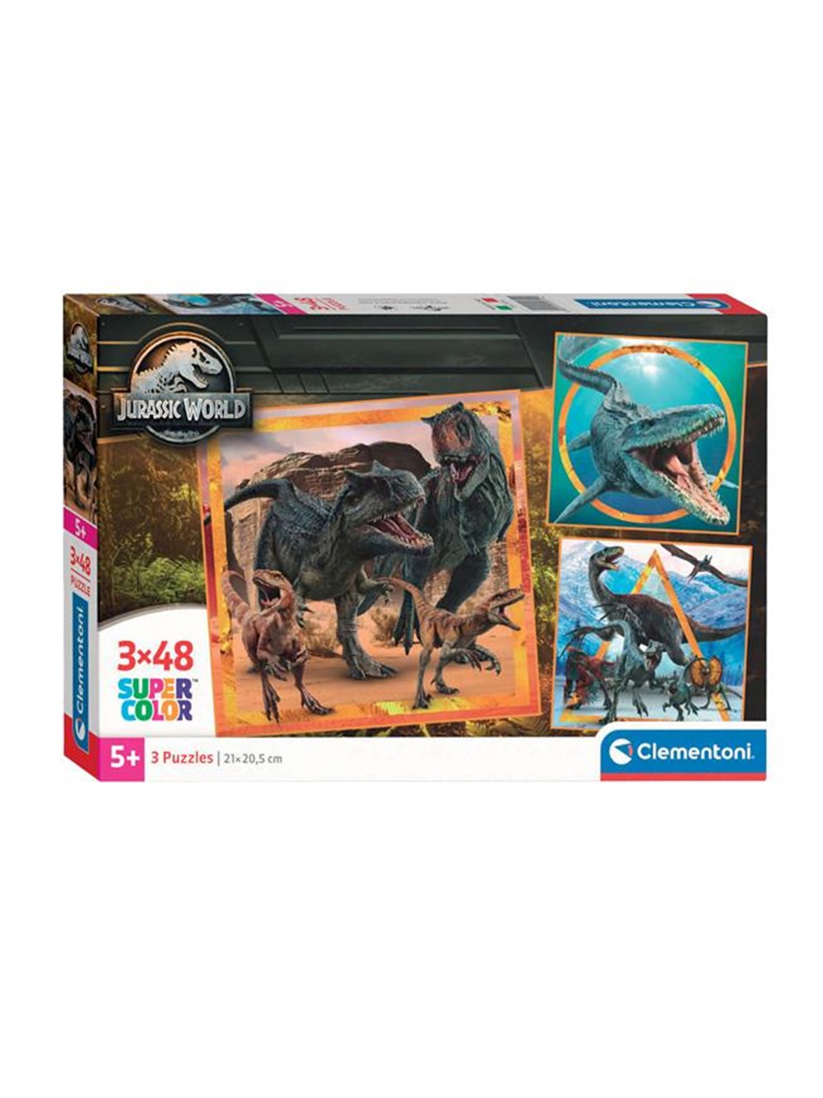 Clementoni Jigsaw Puzzle Super Color Square Jurassic World 3x48pcs. 2D Puzzles