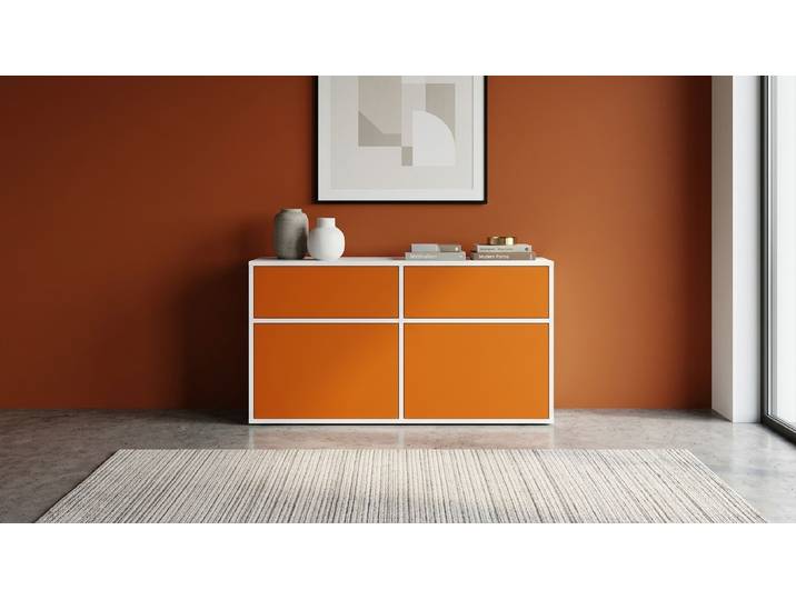 Bunte Doppelkommode nach Maß MDF Lackiert Signal­weiß RAL&nbsp;9003