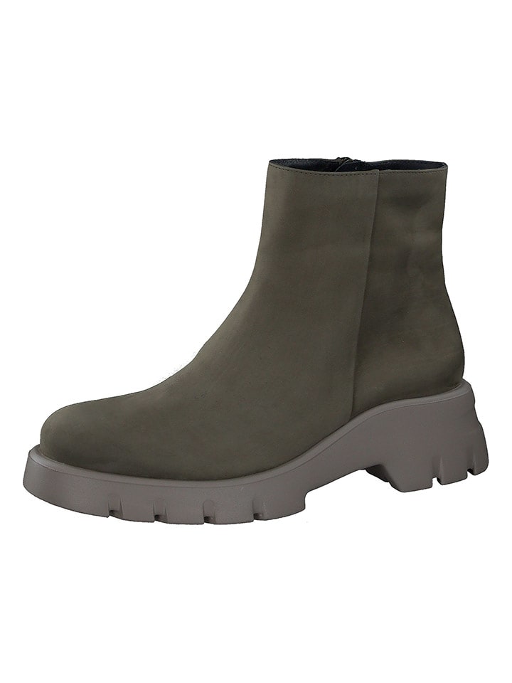 Paul Green Leder-Boots in Khaki - 40,5