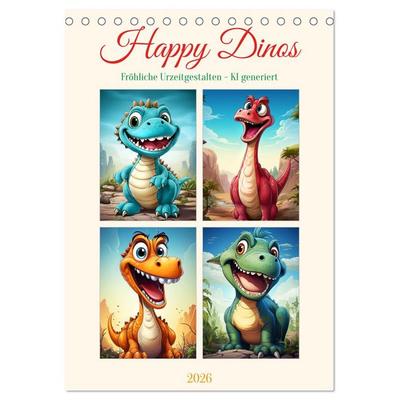 Happy Dinos (Tischkalender 2026 DIN A5 hoch), CALVENDO Monatskalender