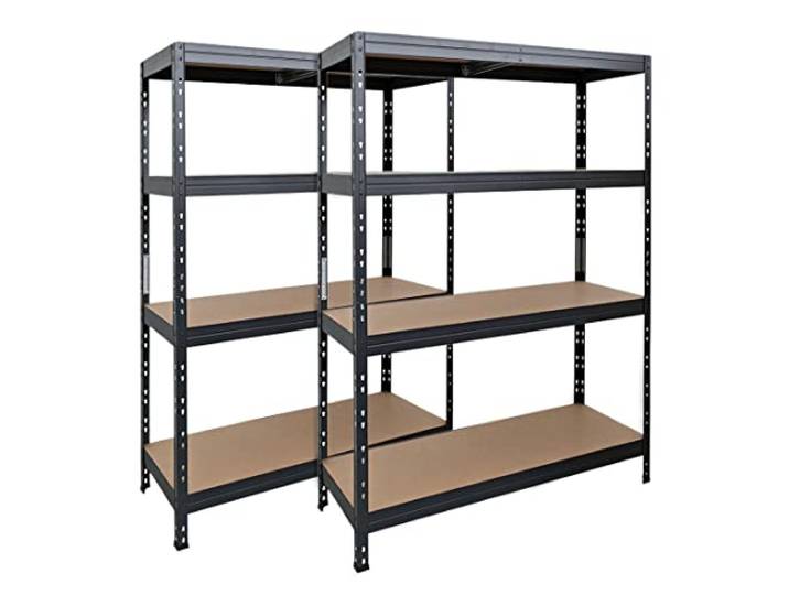 Master Regale 2er-Set Rivet Schwerlastregal mit lackierbaren HDF-Platten, 180x120x45cm (HxBxT), 4 Böden mit je 250kg Tragkraft, anthrazitgrau, praktisches Stecksystem, umweltfreundlich und recycelbar