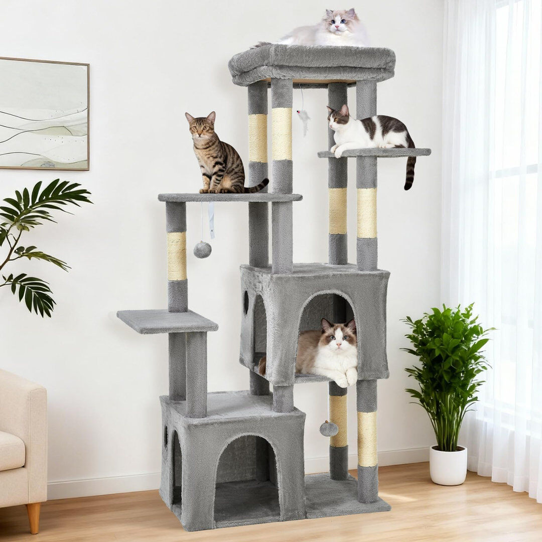 17 Stories 156 cm H Cat Tree / Condo Grey 156cm H X 72cm W X 45cm D