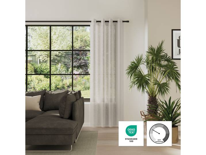 Vorhang NEUTEX FOR YOU MELODY , weiß (dunkelbeige), B:142cm H:245cm, Polyester, Gardinen, Vorhang, Melangeoptik mit grobem Effektgarn