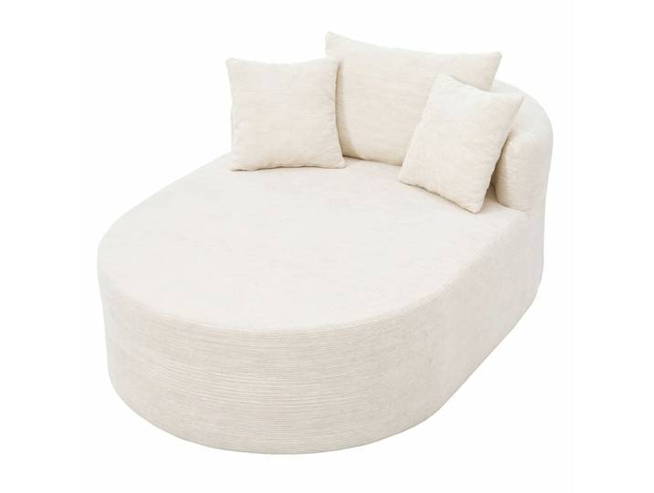 Fauteuil relax ovale en velours polyester côtelé beige clair