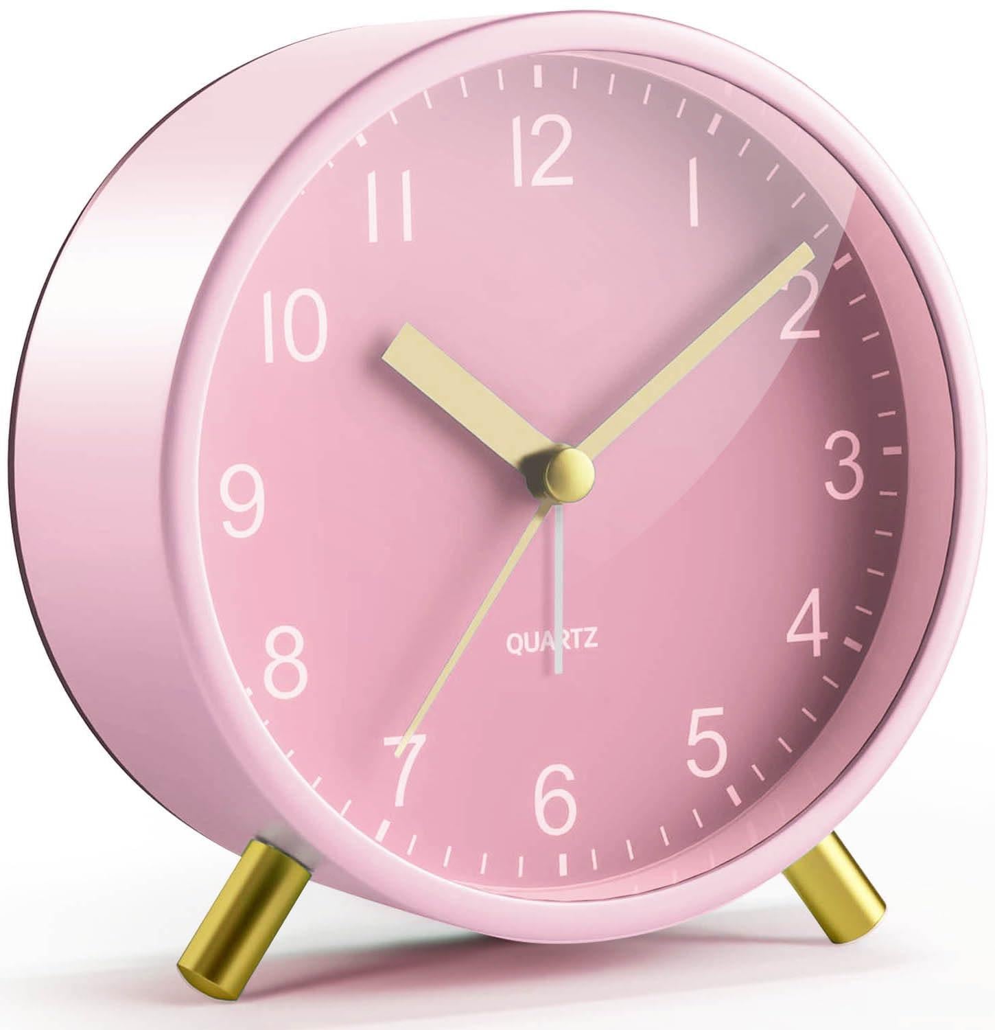 Dripio Analoge retro wekker met nachtlampje, roze, metaal