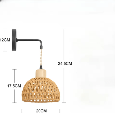 Inspire Curations Japanese Rattan Hemp Rope Wall Lamp type A 12w Bulb Warm Light