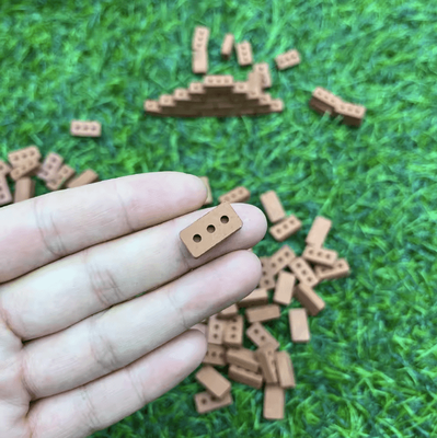 Uplift Curations 100PCS Mini Clay Brick Set For DIY Diorama & Architecture Model Display 100pcs Red With Holes