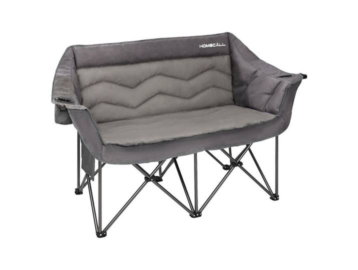 Modante Camping-Klappstuhl, Grau, Metall, Füllung: Polyester, X-Form, 134x108x50 cm, inklusive Armlehnen, faltbar, Freizeit & Co, Camping, Campingsessel