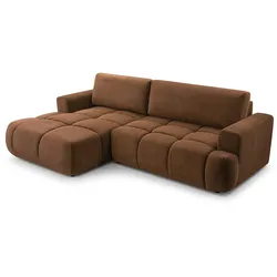 ECKSOFA VASTO Braun Geflochtener Stoff mit Schlaffunktion