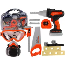 Heimwerker-Set im Werkzeugkasten Batterie-Bohrmaschine-Brille