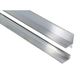 Kovalex® Wandabschluss Alu als Set, 40x40 mm silber, 2,50m lang, für 20/26mm WPC-Dielen inkl. Alu-Befestigungsprofil