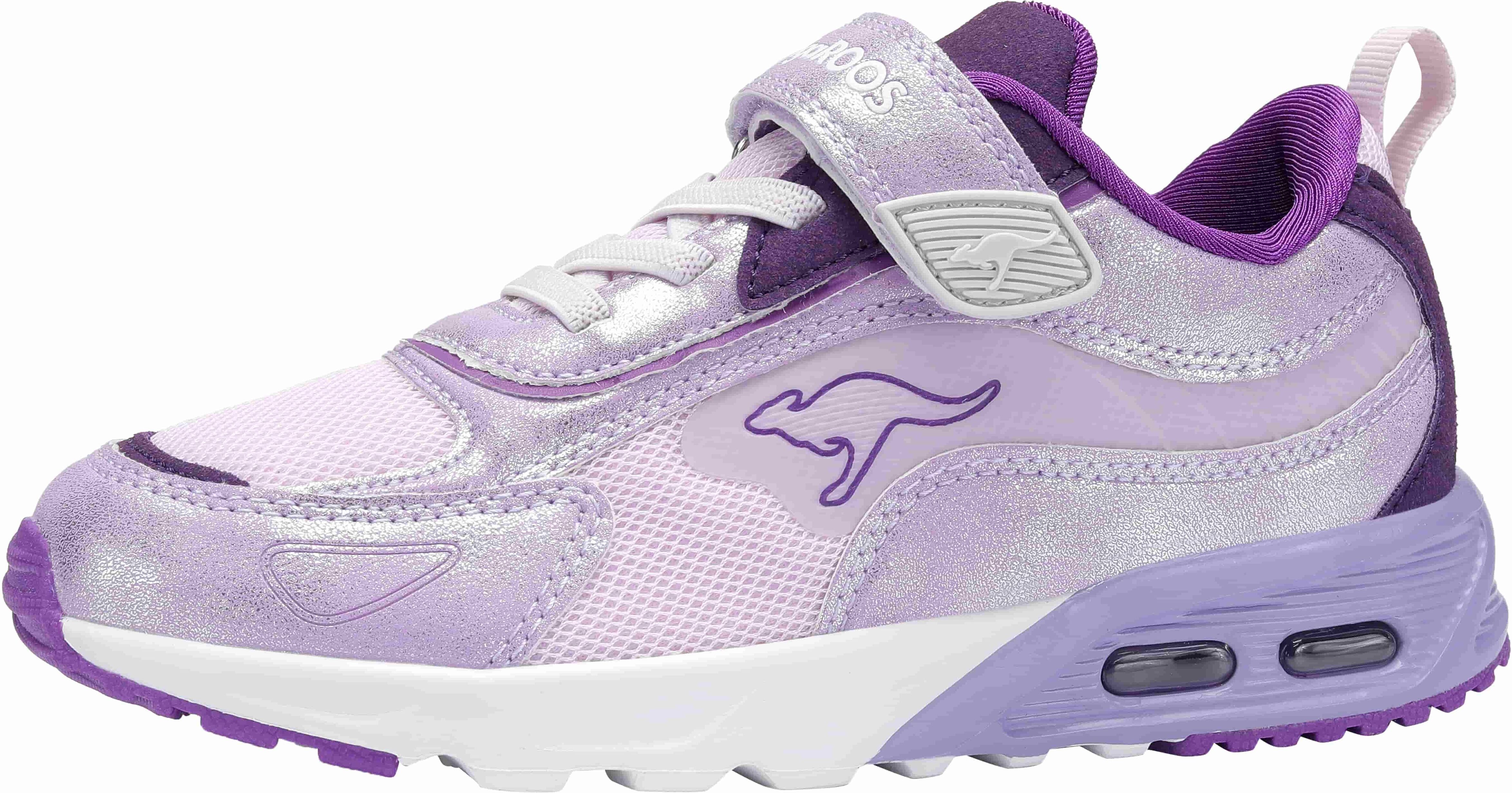 Sneaker KANGAROOS "KX-LUFT EV", Mädchen, Gr. 27, atmungsaktiv, lila (orchid, amethyst), Mesh, Synthetik, Schuhe Sneaker, leicht, atmungsaktiv und gute Dämpfung, mit Schimmereffekt