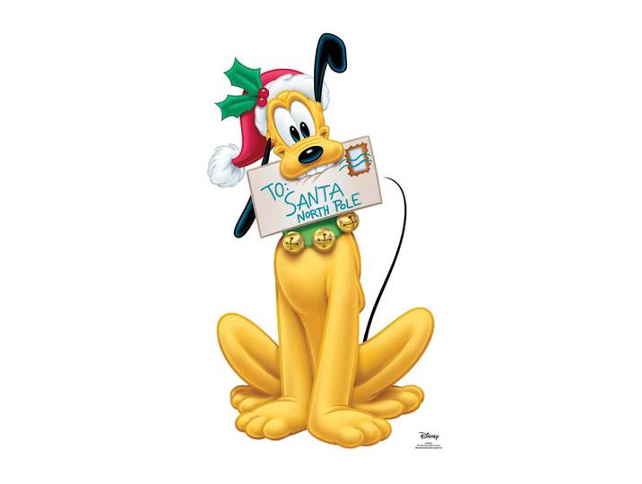 Star Cutouts - Figurine En Carton Pluto Avec Bonnet De Noël Et Lettre Pour Le Père Nöel - Haut 90 Cm