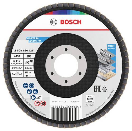 Bosch Accessories 2608626126 Fächerschleifscheibe Durchmesser 115mm Körnung (num)=80