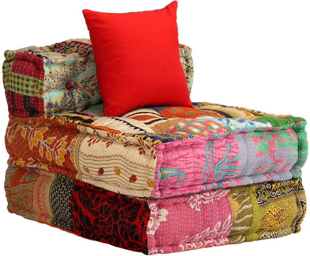 vidaXL Pouf modulaire à 3 places Patchwork Tissu