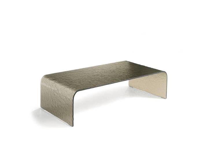 Table basse rectangulaire en verre doré, 110x55 cm, 30h