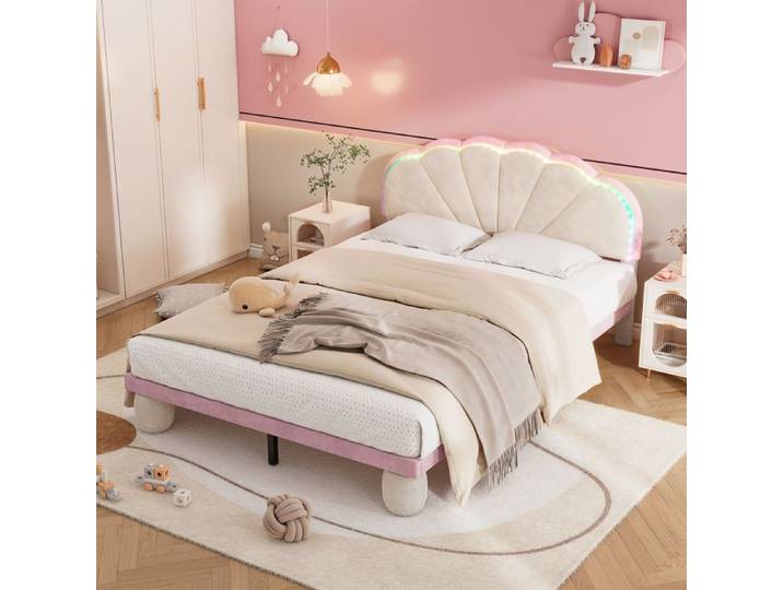 Dimensions 140x200 cm lit style solide et protégé lit pour enfant en bois couleur beige