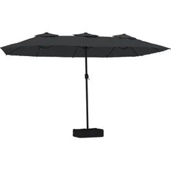 Helloshop26 - Doppelschirm mit LED-Beleuchtung 449 x 265 x 245 cm UV-Schutz gemütliche Atmosphäre schwarzes Polyester 02_0047383