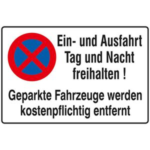 SafetyMarking Parkplatzschild aus Aluminium, 60 x 40 cm, Parkverbot Ein- und Ausfahrt