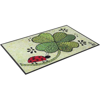 Fußmatte "Glück auf allen Wegen", bunt, B:50cm H:7mm L:75cm, Polyamid, WASH+DRY BY KLEEN-TEX, Teppiche, Fußmatte, Schmutzfangmatte, Motiv Kleeblatt, rutschhemmend, waschbar