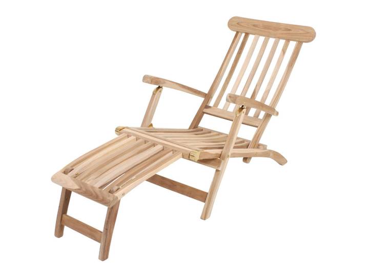 Gardenson Deckchair, Hellbraun, Holz, Teakholz, Hartholz, 60x81x150 cm, wetterbeständig, UV-beständig, klappbar, Rückenlehne verstellbar, Holzmöbel, Sitzgelegenheiten Holz, Gartenliegen Holz