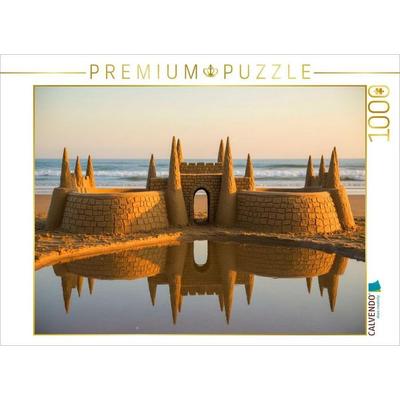 CALVENDO Puzzle Abendstimmung am Meer mit Sandburg | 1000 Teile Lege-Größe 64x48cm Foto-Puzzle für glückliche Stunden