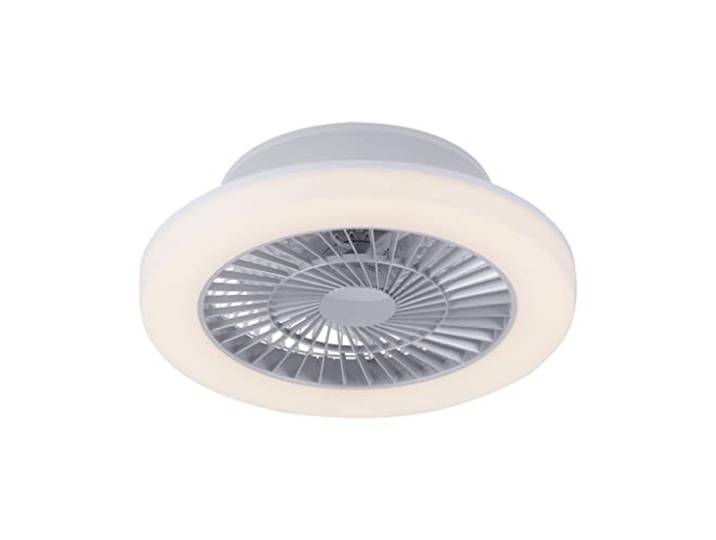 LeuchtenDirekt LED Deckenleuchte LEONARD mit Ventilatorfunktion, stahl, 1xLED-Board/27W/3000K, Innenleuchte, IP20, Serienschalter, 14645-55
