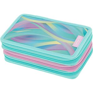 Herlitz Federmäppchen TriCase, Minty Love, Schüleretui, 3-fach, 31-teilig, aus Stoff, türkis