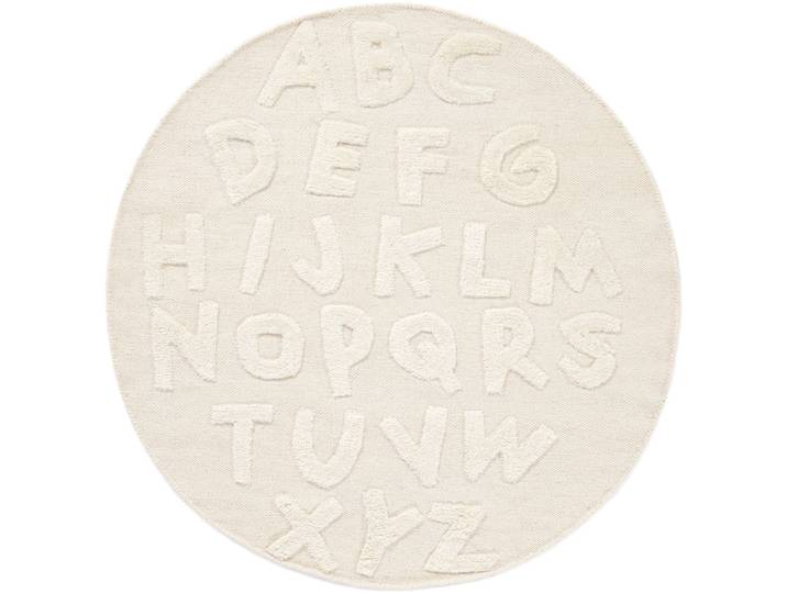 Kinderteppich CARPETFINE ABC Alphabet , beige (creme), H:0,6mm Ø:90cm, Obermaterial: 100% Wolle, Teppiche, Kinderteppich