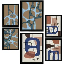POSTER Set Mit 6 Mollify Striche A3 & A4 Schwarzer Rahmen