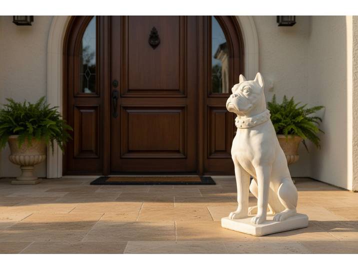 Statue chien boxer en pierre reconstituée – Présence élégante pour entrée et jardin