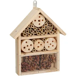 Relaxdays Insektenhotel Bausatz, Insektenhaus für Käfer, Wildbienen & Florfliegen, selber bauen, 33 x 24,5 x 7 cm, natur