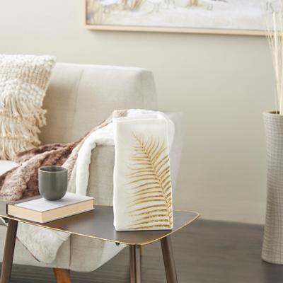 ARCILLA ELEMENTAL White Polystone Vase with Gold Leaf Imprint