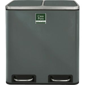 Casa-Pura Mülleimer Felix, anthrazit, aus Edelstahl, 2 x 15 Liter