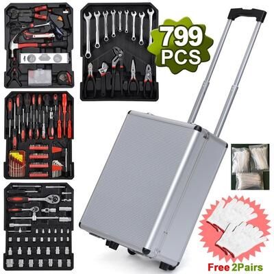 karlinc 799 PCS Tool Set ,Tool Kit with Tools and Wheels