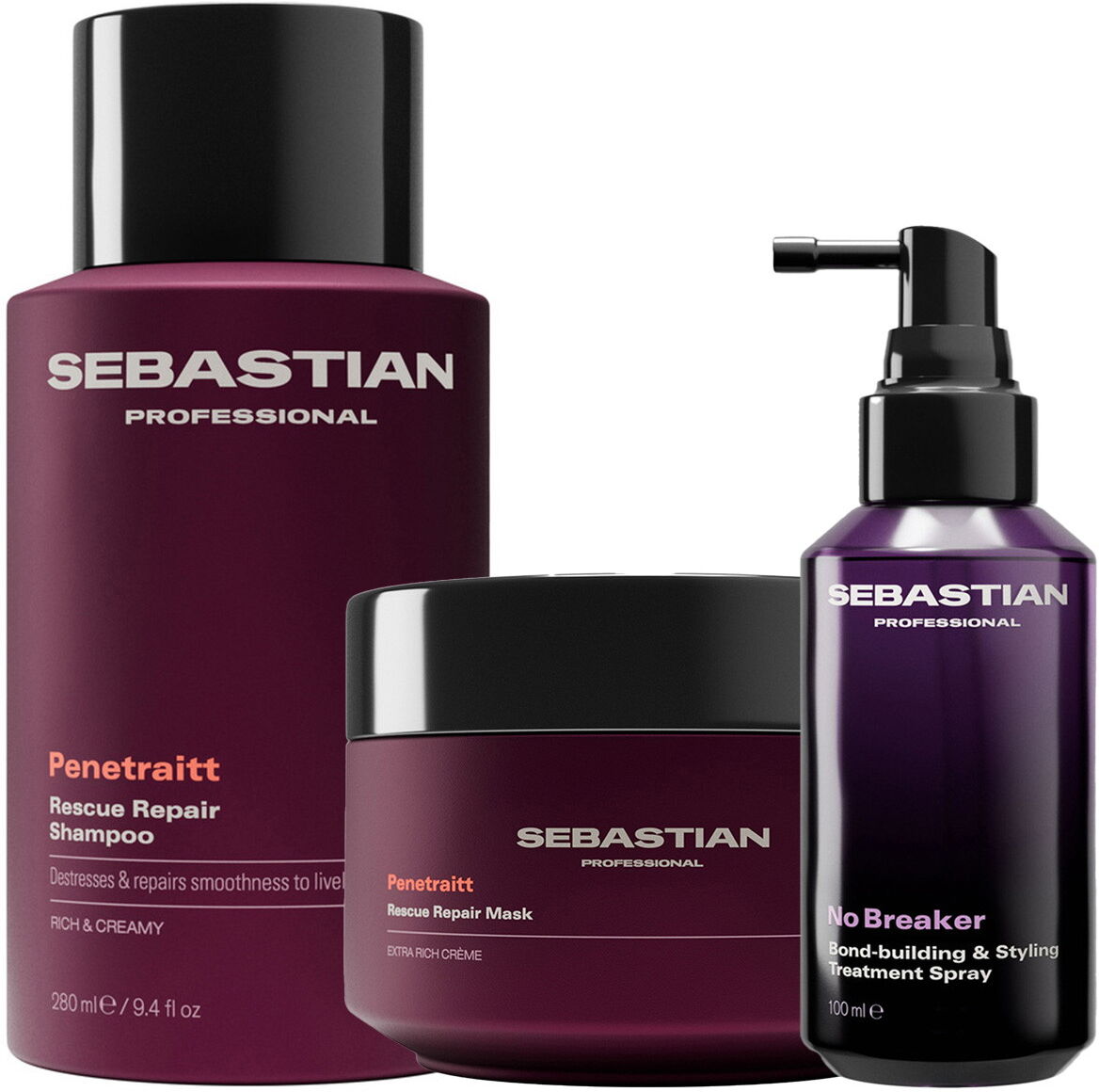 500ml Sebastian Penetraitt Smoothing Set (Shampoo 250ml + Mask 150ml + Spray 100ml)