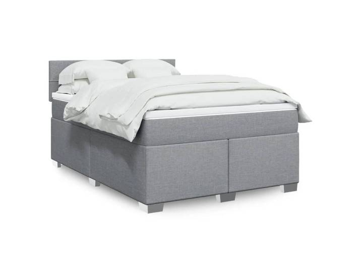 vidaXL Boxspringbett, Boxspringbett mit Matratze Hellgrau 140x190 cm Stoff