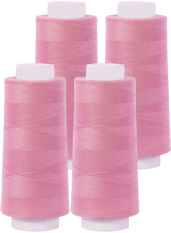buttinette Overlockgarn im 4er-Pack, Stärke 120, 2500m-Spule, rosa