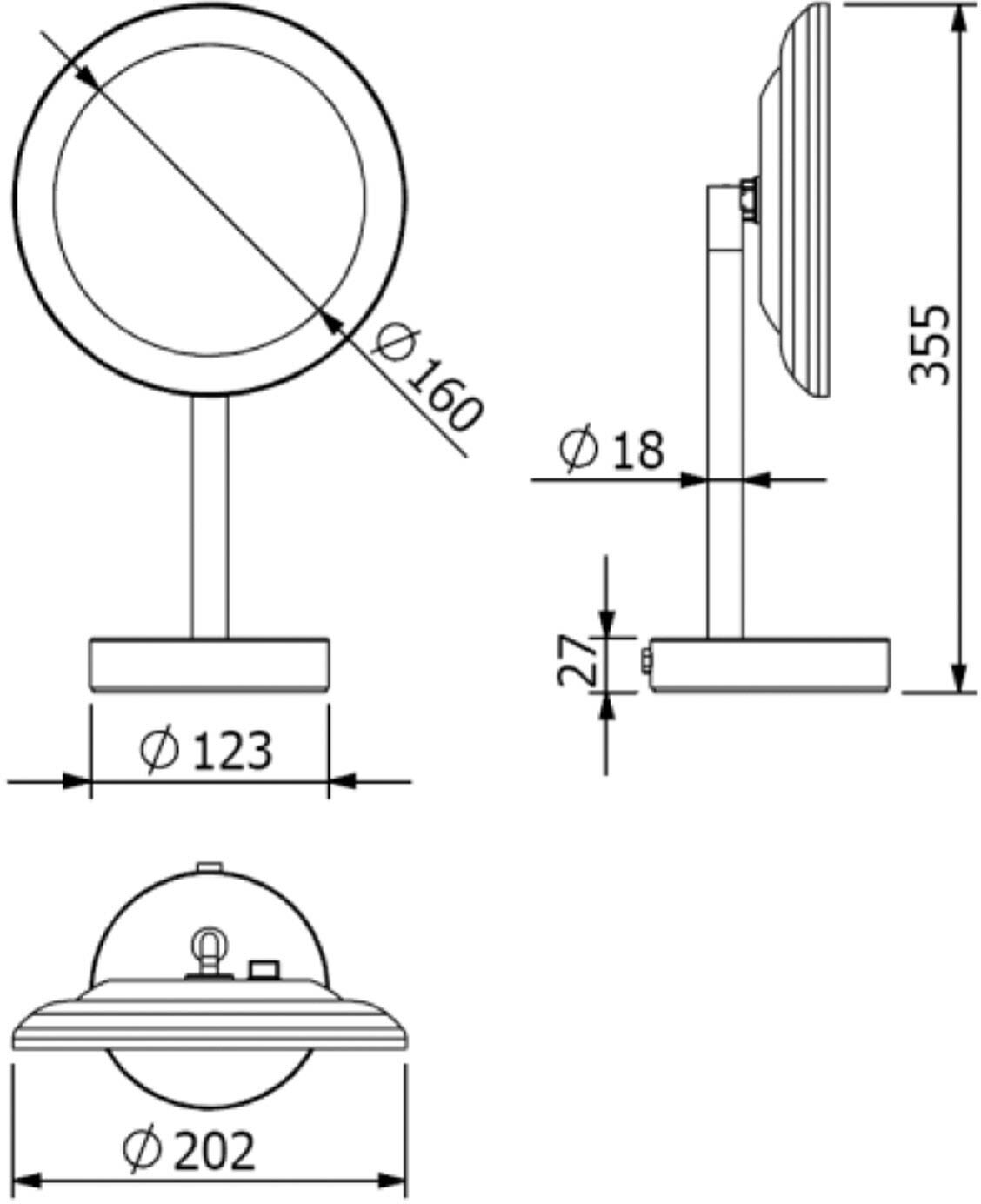 Kludi VELA R Kosmetikspiegel mit LED-Beleuchtung, freistehend
