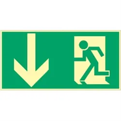 Schild Notausgang, Kunststoff, langnachleuchtend, 160-mcd, 297x148 mm