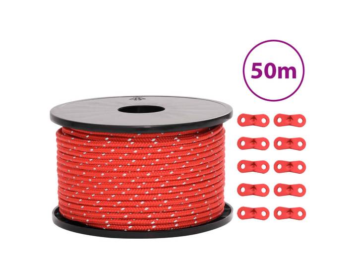 vidaXL Zeltleine Reflektierend mit Seilspannern 50 m 5 mm
