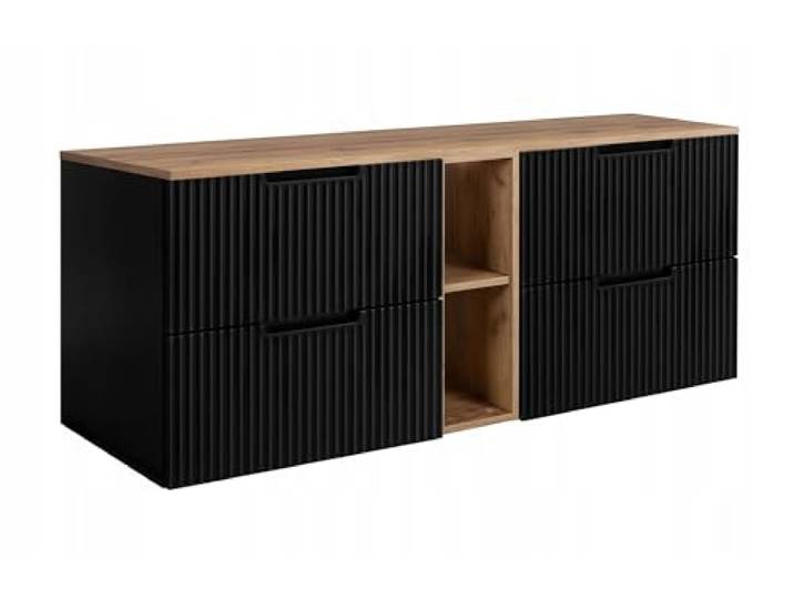 RODAN Schrank Gold Craft Oak Schwarz Möbelstück Moderne Möbel, Bastelregal, Bastelplatte 60 cm + 60 cm + 140 cm