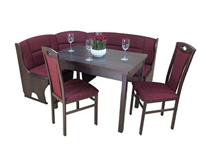 moebel direkt online Eckbankgruppe Madrid II  - Sparangebot ! nuss dunkel/bordeauxrot