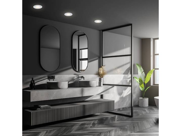 Briloner LED-Deckeneinbauspot Kulana Mini IP44 3er chrom, alu / grau / zink, für Wohn- / Esszimmer, Kunststoff, Modern, Einbauleuchte